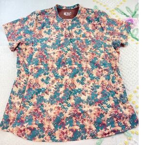 Carhartt 2XL Modern Fit Floral Print Button Henley Shirt Top